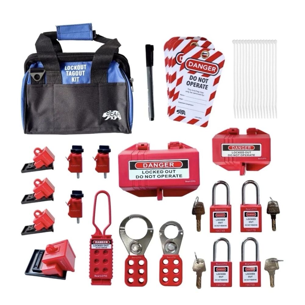 BearLOTO Industrial Lockout Tagout Kit OSHA Electrical Maintenance Safety New